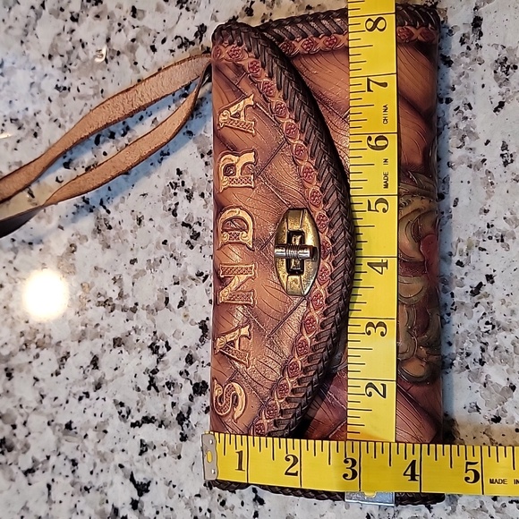 VTG | Tooled Leather Personalized Wristlet Wallet (SANDRA) - Picture 13 of 13